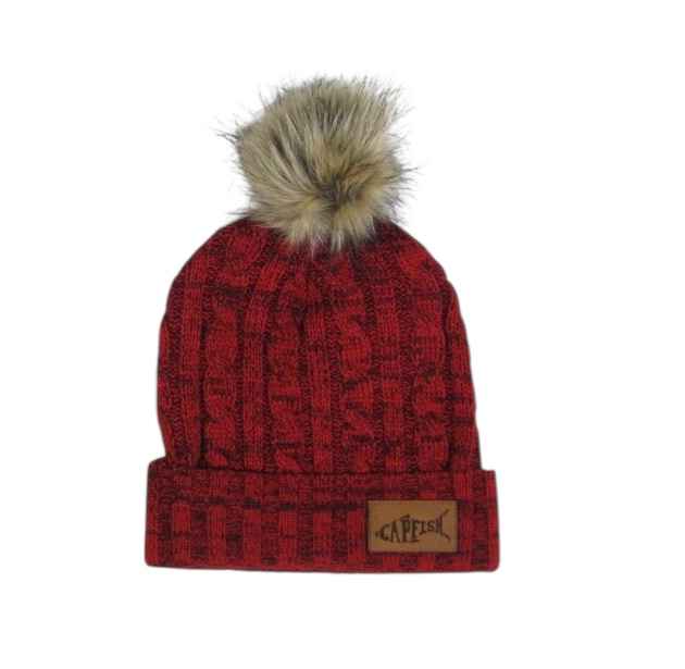 First Mate Pom Pom Leather Patch Toboggans