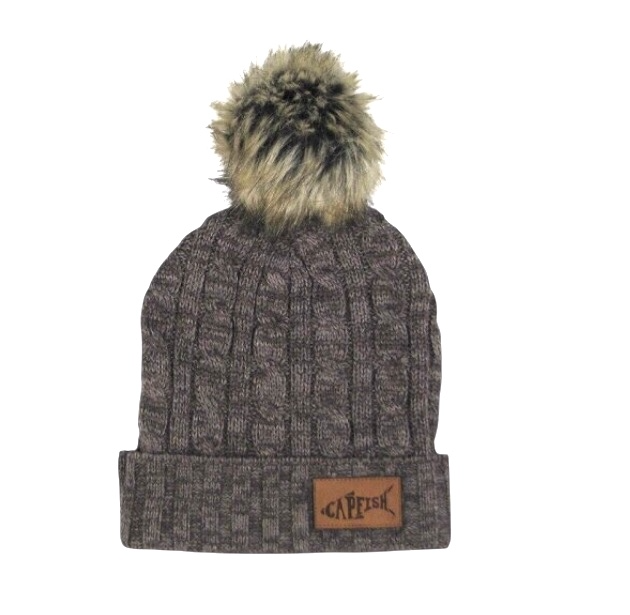First Mate Pom Pom Leather Patch Toboggans