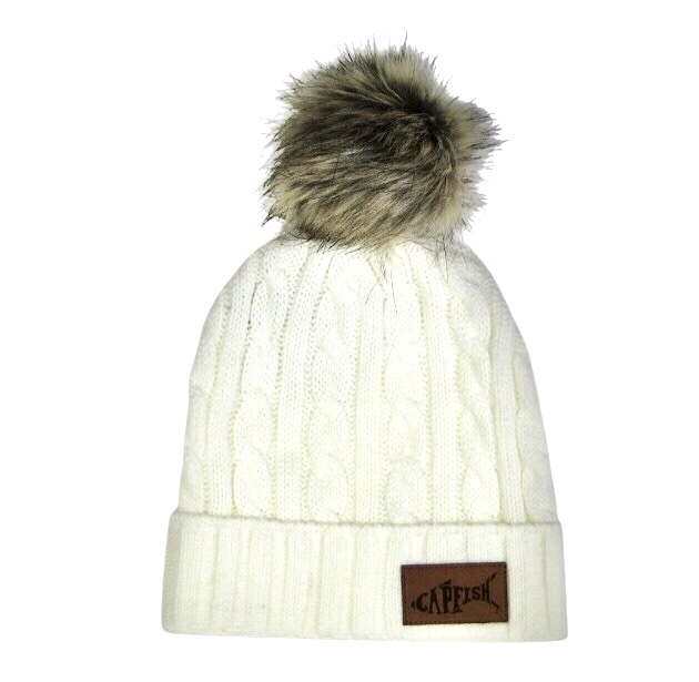 First Mate Pom Pom Leather Patch Toboggans